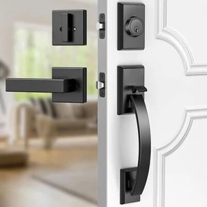 Front Door Lock Set Front Door Handle Lever Heavy 12.7in Door Lock Set with Dead - Picture 1 of 8