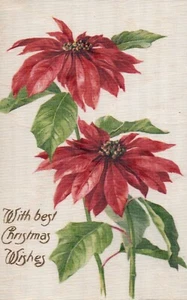 Silk John Winsch With Best Christmas Wishes Vintage Poinsettia Postcard - Picture 1 of 2