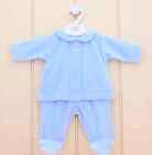 Pex Classic Baby Outfit 2 Pc Set Soft Velour Top & Pants Newborn & 0-3Mths Blue