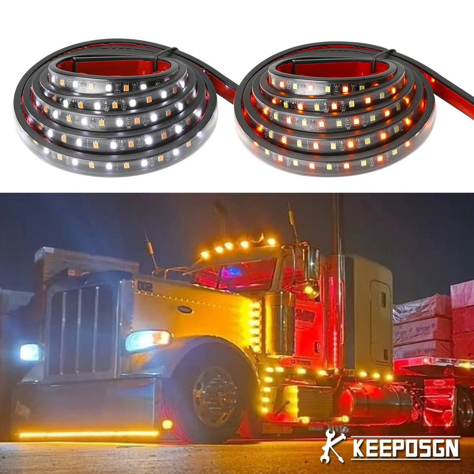 Tira de luces LED para estribo Peterbilt 379 2x 70" marcador lateral señal de giro Foto 1 de 4