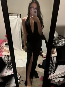 Sexy Maxi Vestido Para Mujer Tobi Negro Largo Cuello Halter - Imagen 1 de 7