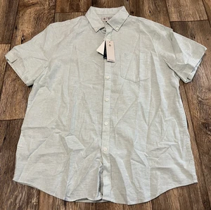 Penguin Button Front Shirt Mens Large Linen Blend Stretch Light Mint Green NWT - Picture 1 of 4