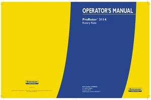 NEW HOLLAND PROROTOR 3114 ROTARY RAKE OPERATOR`S MANUAL - Picture 1 of 1