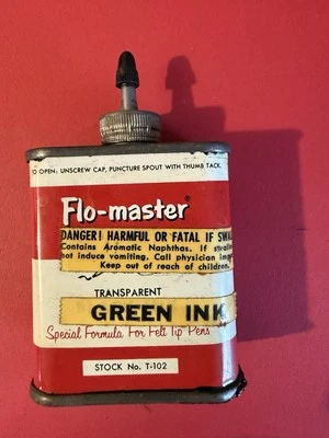 Tinta de pluma verde transparente Flo Master T-102 2 oz nueva de stock Foto 1 de 4
