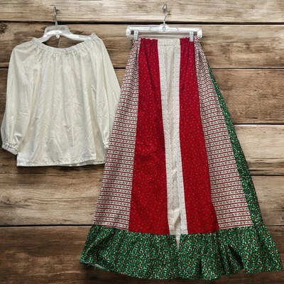 Camisa y Maxi Falda Campesina Navidad Años 70 De Colección Hippie Boho Hada Los Goldiggers M Foto 1 de 4