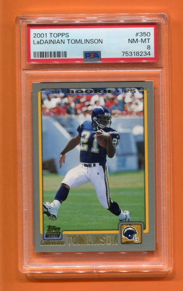 Tarjeta de fútbol americano Topps La Dainian Tomlinson San Diego Chargers Hof 2001 #350 PSA 8 Foto 1 de 2