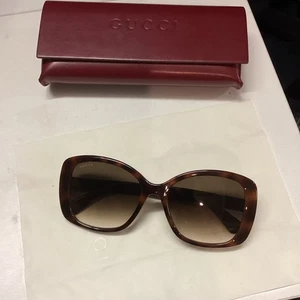 Gucci GG0762S 002 Havana Butterfly Squared 56 mm Women's Sunglasses OBI - Picture 1 of 4