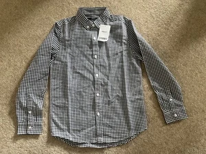 Next Boys Navy & White Checked Gingham Long Sleeve Cotton Shirt Age 8 Years BNWT - Picture 1 of 1