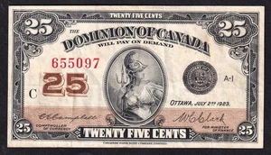 Dominion Of Canada 1923 25c Shinplaster Campbell - Clark 655097 - Picture 1 of 2