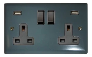 Placa de espectro G&H SDG910B gris oscuro 2 velocidades enchufe doble conmutado 2.1A USB - Imagen 1 de 1