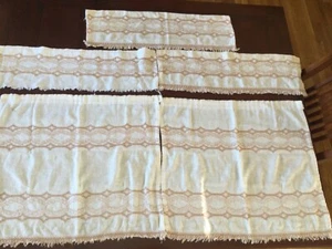 Linen Short Curtains Drapes 2 Tier Window and 3 x 26” valances, fringe, vintage - Picture 1 of 7