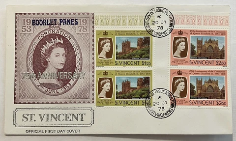 1978 ST. VINCENT FDC COVER SILVER JUBILEE CACHET STAMP PAIRS QUEEN ELIZABETH II Cover