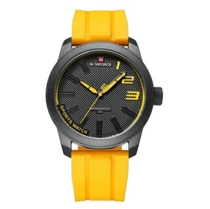 Men's Luxury Sports Style Fashion Watch Waterproof Quartz Silicone Strap YELLOW - Picture 1 of 15