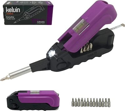 Kelvin Tools 17 in 1 Multi Tool Set Screwdriver Tape Measure Flashlight Level PR - Image 1 of 4