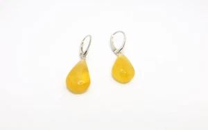 Pendientes Gota Ámbar Báltico Amarillo con Plata de primera ley 925 - Imagen 1 de 8