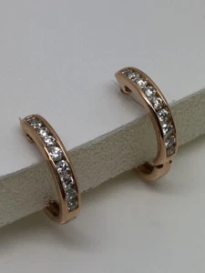 18CT ROSE GOLD HOOP DIAMOND EARRINGS 0.35CT *GH61 - Picture 1 of 11