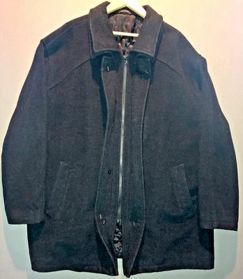 Mens ALFANI Overcoat Jacket Wool Cashmere Size XL 46R Black Insulated Quilted - Image 1 of 4