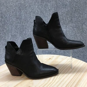 Crown Vintage Boots Womens 9 M Stavie Ankle Booties Black Leather Pull On Heels - Picture 1 of 20