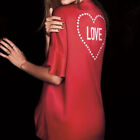 Victoria&#39;s Secret Satin Flounce Kimono Robe Ruffle Tie One Size Heart Love Red