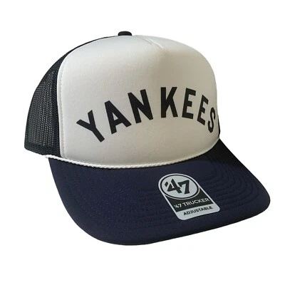 '47 Nuevo New York Yankees MLB Azul Marino/Blanco Espuma Cuerda Camionero Sombrero Ajustable OSFM Foto 1 de 4