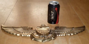 U.S. NAVY PILOT WINGS, [3-D] SOLID BRASS METAL EMBLEM, WALL SIGN, 18.5" LENGTH - Picture 1 of 10