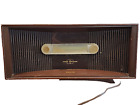 Philco Tube Radio Twin Speaker Vintage AM Brown Wood Cabinet Tested WORKING