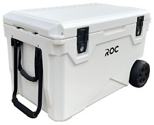 Roc 75Qt (White) Rotomolded Ice Chest Cooler Recessed Easy Latch Wheels
