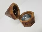 Wooden Temple Pyramid Charcoal Cone Sage Smudge Incense Burner 5"