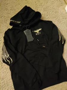 Boy London Black Zip Up Hoodie Sweatshirt Angel Wing Style Size Small - Picture 1 of 7