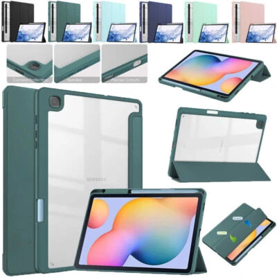 Clear Back Smart Case Stand Cover For Samsung Galaxy Tab S8 11" S7 FE Plus 12.4" - Image 1 of 4