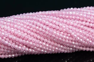 "Cuentas de circonio cúbico rosa bebé de 1-2 mm cuentas facetadas redondas sueltas de 15" - Imagen 1 de 3