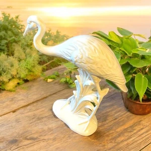 Italian White Pottery Crane/Egret: Stunning And Tall Mid Century - Picture 1 of 10