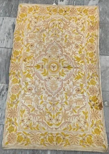 Vintage French Style Aubusson Rug Needlepoint Chain stitch Rug 2x4 ft Free Ship - Picture 1 of 14