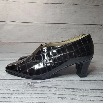 Zapatos de mujer California Magdesians marrón/negro imitación cuero cocodrilo talla 8M hechos en EE. UU. Foto 1 de 4