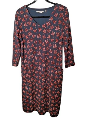 SEASALT Wood Block Dress Size 8 Etched Leaves Terracotta Pockets Tunic Stretch - Image 1 of 4