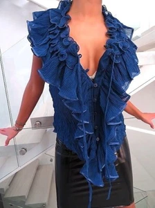 Moni & Co Original Designer Decollete Blouse Blue L/XL - Bild 1 von 7