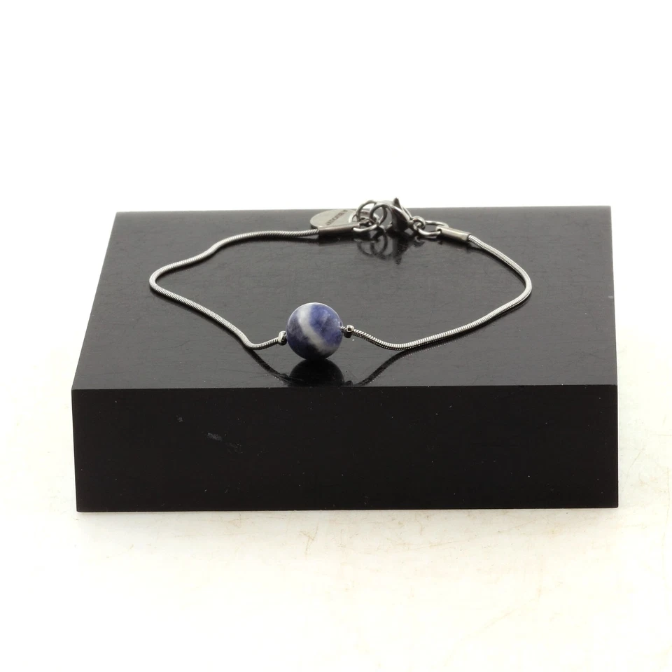 Pulsera de acero inoxidable 1 cuenta de sodalita 8 mm. Hecho en Francia Foto 1 de 1