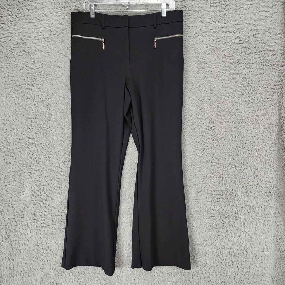 Pantalones DKNY para mujer 14 negros elásticos tiro alto acampanados pantalones Foto 1 de 4