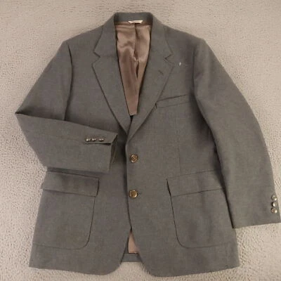 Chaqueta de Colección L Gris Jaspeado Lana Blazer Parche Bolsillos 1/4 Forrado 44R Foto 1 de 4