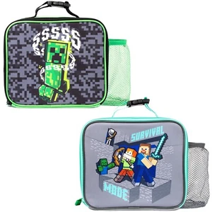 Minecraft Kids Lunch Bag - Lunch Box - Mesh Pocket - Clip Carry Handle - Picture 1 of 17