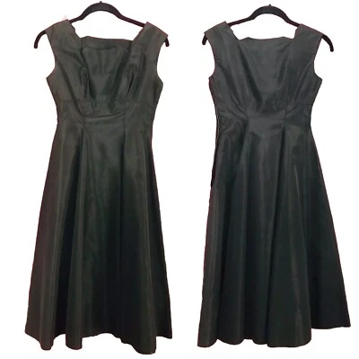 Vintage 50s Dress, Black Cocktail Dress, Little Black Dress Taffeta Dress, XS/S - Image 1 of 4