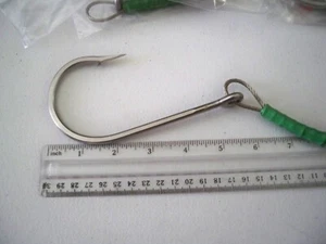 (2) 16/0 FISHINGLEADERS 16/0 STAINLESS BIG GAME HOOKS 4' STAINLESS 1700LB WIRE - Picture 1 of 5