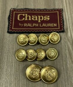10 Chaps RALPH LAUREN Gold Tone Equestrian Horse Head Round Replacement Buttons 
