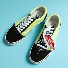 neon green checkered vans