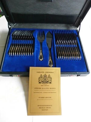 Ebel Collection 26 tlg. Fischbesteck 24 Karat hartvergoldet Zertifikat im Koffer - Bild 1 von 3