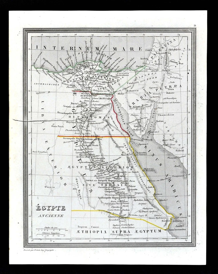1835 Monin Fremin Atlas Map - Ancient Egypt - Memphis Alexandria Heliopolis Nile - Image 1 of 1