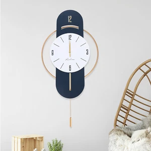 Large Wall Clocks Modern Wood Metal Silent Decoration Battery Operated Indoor - Picture 1 of 13