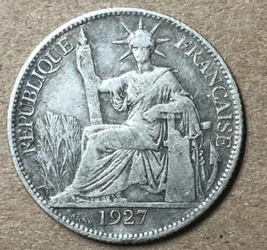 French Indochina 20 Cents Silver Coin 1927 - Picture 1 of 2