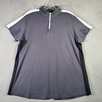 Camisa Polo Footjoy Mujer XL Gris Blanco 1/4 Cremallera Manga Corta Elastizada Golf Activo Foto 1 de 4