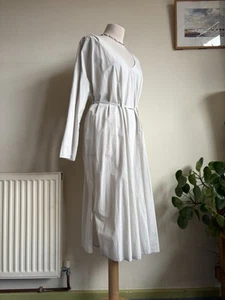 ZARA Ecru 100% Cotton Midi Dress with Belt. M 10 12 14 Putty Colour. Belted - Picture 1 of 14